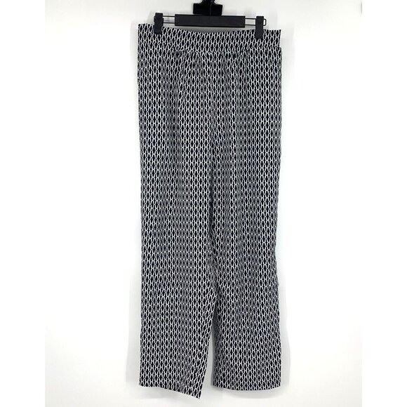 NY Collection Pants Black Geometric Printed Pull On Straight - Picture 2 of 8